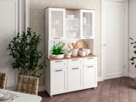 Буфет Катерини (дуб бельмунд/белое дерево) в Линёво - linyovo.mebel-nsk.ru | фото