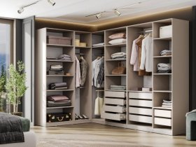 Гардеробная Эккервуд (меланж) в Линёво - linyovo.mebel-nsk.ru | фото