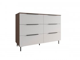 Комод 1300 Роза (орех франклин карамельный/бежевый скин) в Линёво - linyovo.mebel-nsk.ru | фото