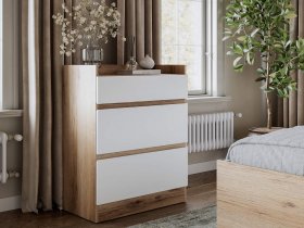 Комод 3 ящика Брауни (дуб делано/белый) в Линёво - linyovo.mebel-nsk.ru | фото