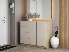 Комод Бостон  КМ-001 (дуб крафт серый/кашемир) в Линёво - linyovo.mebel-nsk.ru | фото