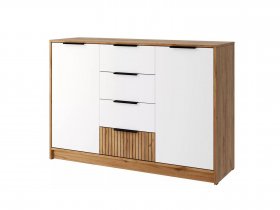 Комод КМ-002 Ивис (дуб крафт золотой/белый) в Линёво - linyovo.mebel-nsk.ru | фото
