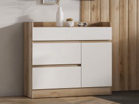 Комод с дверкой Брауни (дуб делано/белый) в Линёво - linyovo.mebel-nsk.ru | фото