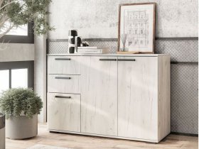 Комод Стандарт-3 NEW (дуб крафт белый) в Линёво - linyovo.mebel-nsk.ru | фото