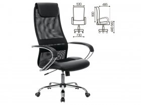 Кресло офисное BRABIX PREMIUM Stalker EX-608 CH, хром, ткань-сетка/кожзам, черное в Линёво - linyovo.mebel-nsk.ru | фото