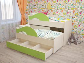 Кровать детская двухуровневая Радуга 80*160 в Линёво - linyovo.mebel-nsk.ru | фото