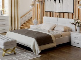 Кровать двуспальная 1,6 м «Элис» тип 1 (белая) в Линёво - linyovo.mebel-nsk.ru | фото