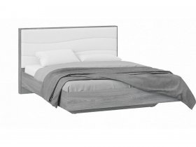 Кровать двуспальная 1,6 м «Миранда» Тип 1 (Дуб Гамильтон/Белый глянец) в Линёво - linyovo.mebel-nsk.ru | фото