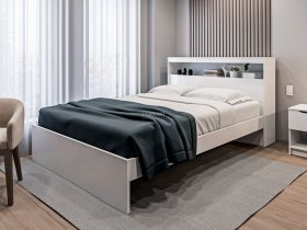 Кровать двуспальная 1,6м Бруклин СБ-3356 (белый) в Линёво - linyovo.mebel-nsk.ru | фото