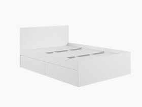 Кровать двуспальная с ящиками 1,4м Мадера-М1400 (белый) в Линёво - linyovo.mebel-nsk.ru | фото