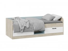 Кровать комбинированная «Оливер» Тип 1 401.003.000 (дуб крафт серый/белый/серо-голубой) в Линёво - linyovo.mebel-nsk.ru | фото