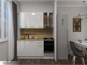 Кухонный гарнитур МДФ Выгодно и точка 1,5 м (белый глянец) в Линёво - linyovo.mebel-nsk.ru | фото