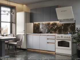 Кухонный гарнитур Ника 1,6 м (графит/серый софт) в Линёво - linyovo.mebel-nsk.ru | фото