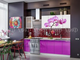 Кухонный гарнитур Орхидея (фиолетовый) в Линёво - linyovo.mebel-nsk.ru | фото