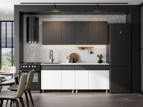 Кухонный гарнитур София (2,0м) (бланж/графит матовый) в Линёво - linyovo.mebel-nsk.ru | фото