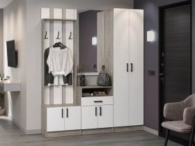 Модульная прихожая Вега (дуб крафт серый/белый) в Линёво - linyovo.mebel-nsk.ru | фото