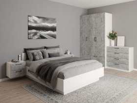 Модульная спальня Гамма (белый/цемент) в Линёво - linyovo.mebel-nsk.ru | фото
