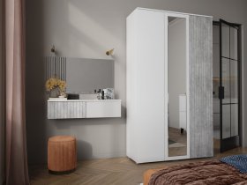 Модульная спальня Ливерпуль (белый/бетон светлый) в Линёво - linyovo.mebel-nsk.ru | фото