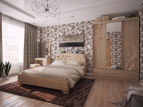 Модульная спальня Виктория-1 (дуб сонома) в Линёво - linyovo.mebel-nsk.ru | фото