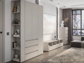 Модульная стенка Люмо (кашемир) в Линёво - linyovo.mebel-nsk.ru | фото