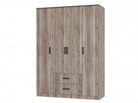 Шкаф четырехстворчатый Титан (дуб смоки) в Линёво - linyovo.mebel-nsk.ru | фото