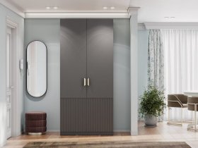 Шкаф двухстворчатый Эккервуд (Нью) (графит) в Линёво - linyovo.mebel-nsk.ru | фото