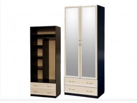 Шкаф двухстворчатый с ящиками с 2-мя зеркалами  (профиль МДФ) в Линёво - linyovo.mebel-nsk.ru | фото