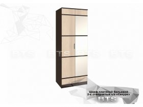 Шкаф двухстворчатый с зеркалом платяной-бельевой Сакура (BTS) в Линёво - linyovo.mebel-nsk.ru | фото