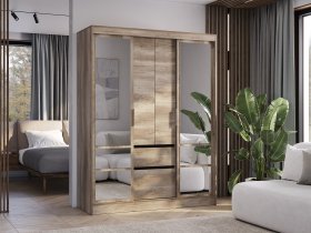 Шкаф-купе ШКК-06 Энигма (венге/дуб каньон) в Линёво - linyovo.mebel-nsk.ru | фото