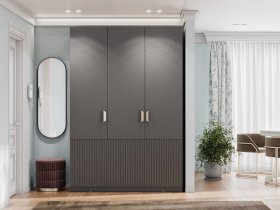 Шкаф трехстворчатый Эккервуд (Нью) (графит) в Линёво - linyovo.mebel-nsk.ru | фото
