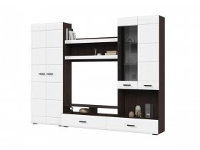Стенка ГС-01 Либерти (венге/белый глянец) в Линёво - linyovo.mebel-nsk.ru | фото
