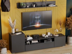Стенка «Сильвия» (графит серый) в Линёво - linyovo.mebel-nsk.ru | фото