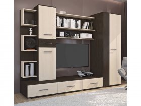 Стенка Верона (дуб венге/дуб молочный) в Линёво - linyovo.mebel-nsk.ru | фото