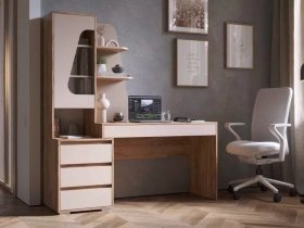 Стол компьютерный Пифагор (дуб вотан/кашемир) в Линёво - linyovo.mebel-nsk.ru | фото
