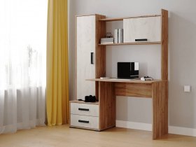 Стол письменный «Квартет-9» (дуб крафт табачный/дуб крафт белый) в Линёво - linyovo.mebel-nsk.ru | фото