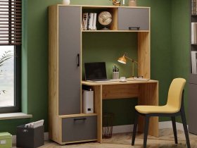 Стол письменный тип 15 (дуб крафт золотой/графит серый) в Линёво - linyovo.mebel-nsk.ru | фото