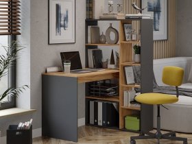 Стол письменный тип 16 (дуб крафт золотой/графит серый) в Линёво - linyovo.mebel-nsk.ru | фото