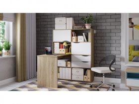 Стол письменный тип 7 (дуб сонома/белый ясень) в Линёво - linyovo.mebel-nsk.ru | фото