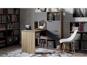 Стол письменный тип 7 (дуб сонома/графит серый) в Линёво - linyovo.mebel-nsk.ru | фото