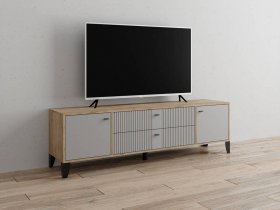 Тумба под ТВ Парус-10 (дуб крафт серый/серый) в Линёво - linyovo.mebel-nsk.ru | фото