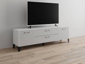 Тумба под ТВ Парус-13 (белый/серый камень) в Линёво - linyovo.mebel-nsk.ru | фото