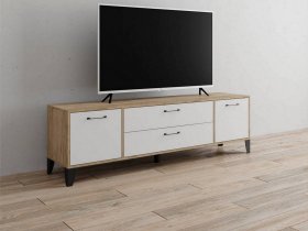 Тумба под ТВ Парус-13 (дуб крафт серый/белый) в Линёво - linyovo.mebel-nsk.ru | фото