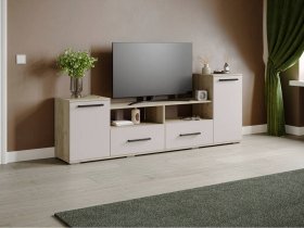 Тумба под ТВ Парус-2 (дуб крафт серый/кашемир) в Линёво - linyovo.mebel-nsk.ru | фото