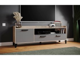 Тумба под ТВ Парус-8 (дуб крафт серый/графит серый) в Линёво - linyovo.mebel-nsk.ru | фото