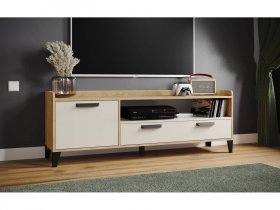 Тумба под ТВ Парус-8 (дуб крафт золотой/кашемир) в Линёво - linyovo.mebel-nsk.ru | фото